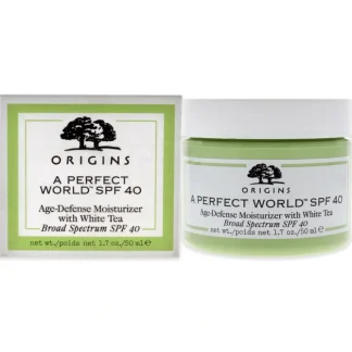 A Perfect World Age-Defense Moisturizer with White Tea SPF 40 by Origins for Unisex - 1.7 oz Moisturizer - Fresh Bloom Skin - Premium Skincare Solutions for Nourished, Hydrated, and Radiant Skin Every Day