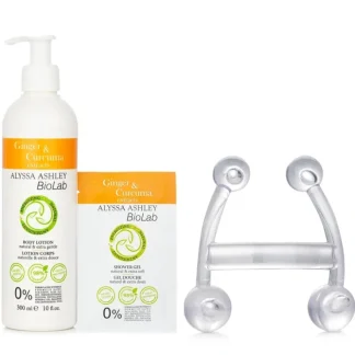 Alyssa Ashley Biolab Ginger & Curcuma Extract Body Lotion + Shower Gel + Massager 3pcs - Fresh Bloom Skin - Premium Skincare Solutions for Nourished, Hydrated, and Radiant Skin Every Day