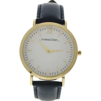Andreas Osten AO-02 Klassisk - Gold/Black Leather Strap Watch by Andreas Osten for Unisex - 1 Pc Watch - Fresh Bloom Skin - Premium Skincare Solutions for Nourished, Hydrated, and Radiant Skin Every Day