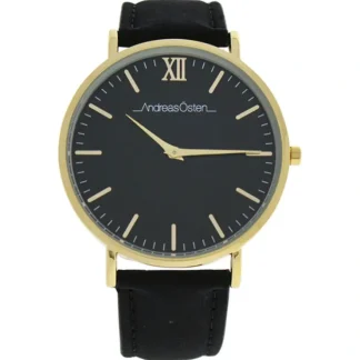 Andreas Osten AO-104 Tidlos - Gold/Black Leather Strap Watch by Andreas Osten for Unisex - 1 Pc Watch - Fresh Bloom Skin - Premium Skincare Solutions for Nourished, Hydrated, and Radiant Skin Every Day
