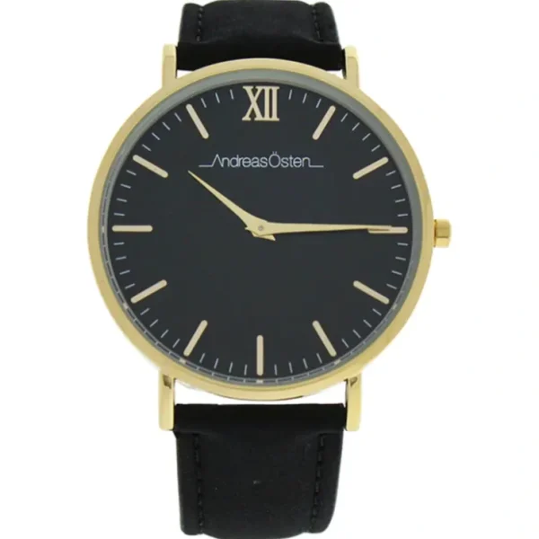 Andreas Osten AO-104 Tidlos - Gold/Black Leather Strap Watch by Andreas Osten for Unisex - 1 Pc Watch - Fresh Bloom Skin - Premium Skincare Solutions for Nourished, Hydrated, and Radiant Skin Every Day