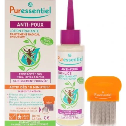 Anti-Lice Treatment Lotion Plus Comb by Puressentiel for Unisex - 3.4 oz Treatment - Fresh Bloom Skin - Premium Skincare Solutions for Nourished, Hydrated, and Radiant Skin Every Day