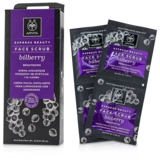 Apivita Express Beauty Face Scrub with Bilberry (Brightening) 6x(2x8ml) - Fresh Bloom Skin - Premium Skincare Solutions for Nourished, Hydrated, and Radiant Skin Every Day