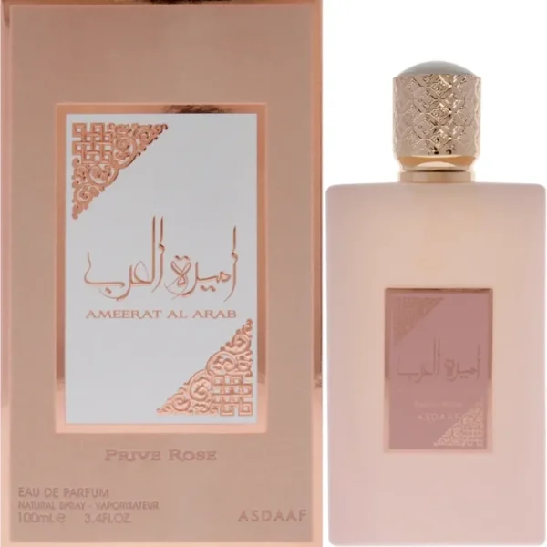 Asdaaf Ameerat Al Arab Prive Rose by Lattafa for Women - 3.4 oz EDP Spray - Fresh Bloom Skin - Premium Skincare Solutions for Nourished, Hydrated, and Radiant Skin Every Day