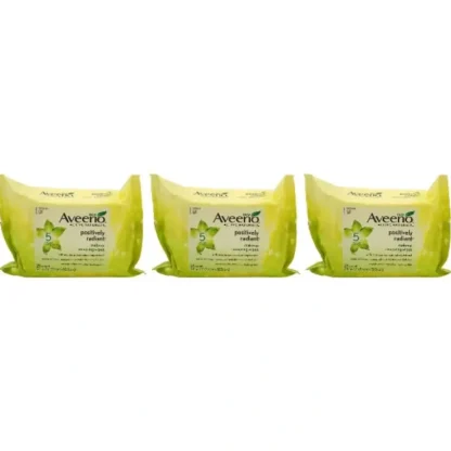 Aveeno Positively Radiant Makeup Removing Wipes by Aveeno for Women - 25 Count Wipes - Pack of 3 - Fresh Bloom Skin - Premium Skincare Solutions for Nourished, Hydrated, and Radiant Skin Every Day