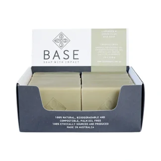 Base (Soap With Impact) Soap Bar Lavender & Green Clay (Raw Bar) 120g x 10 Display - Fresh Bloom Skin - Premium Skincare Solutions for Nourished, Hydrated, and Radiant Skin Every Day