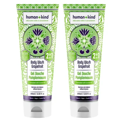 Body Wash - Grapefruit - Pack of 2 by Human+Kind for Unisex - 8.45 oz Body Wash - Fresh Bloom Skin - Premium Skincare Solutions for Nourished, Hydrated, and Radiant Skin Every Day