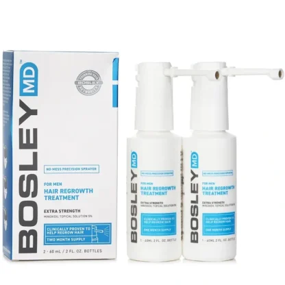 Bosley Men's Hair Re growth Treatment Spray (Minoxidil Topical Solution 5%) 60ml x 2 - Fresh Bloom Skin - Premium Skincare Solutions for Nourished, Hydrated, and Radiant Skin Every Day