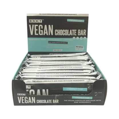 BSKT Vegan Chocolate Bar Coconut Chip 45g x 12 Display - Fresh Bloom Skin - Premium Skincare Solutions for Nourished, Hydrated, and Radiant Skin Every Day