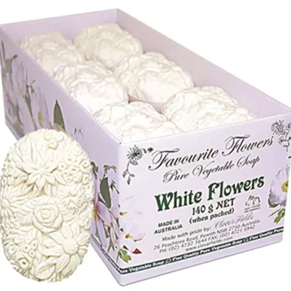 Clover Fields Favourite Flower (Pure Vegetable Soap) White Flower 140g x 12 Display - Fresh Bloom Skin - Premium Skincare Solutions for Nourished, Hydrated, and Radiant Skin Every Day