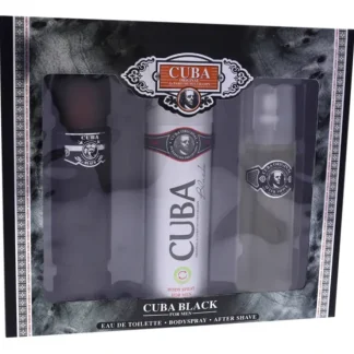 Cuba Black by Cuba for Men - 3 Pc Gift Set 3.3oz EDT Spray, 3.3oz After Shave, 6.6oz Body Spray - Fresh Bloom Skin - Premium Skincare Solutions for Nourished, Hydrated, and Radiant Skin Every Day