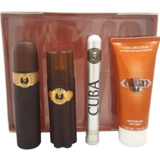 Cuba Gold by Cuba for Men - 4 Pc Gift Set 3.3oz EDT Spray, 1.17oz EDT Spray, 3.3oz After Shave, 6.7oz Shower Gel - Fresh Bloom Skin - Premium Skincare Solutions for Nourished, Hydrated, and Radiant Skin Every Day