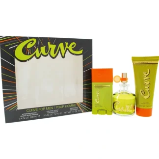 Curve by Liz Claiborne for Men - 3 Pc Gift Set 2.45oz Cologne Spray, 3.4oz After Shave Balm, 1.7oz Deodorant - Fresh Bloom Skin - Premium Skincare Solutions for Nourished, Hydrated, and Radiant Skin Every Day
