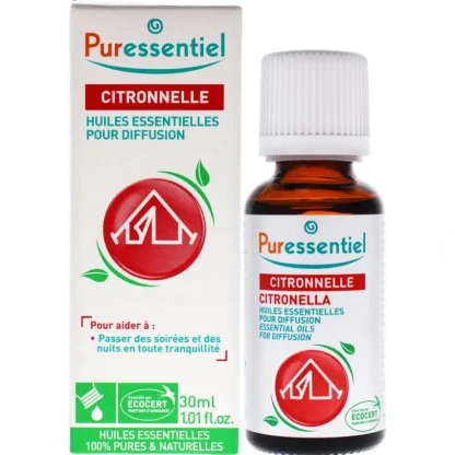 Diffusion Essential Oil - Citronella by Puressentiel for Unisex - 1.01 oz Oil - Fresh Bloom Skin - Premium Skincare Solutions for Nourished, Hydrated, and Radiant Skin Every Day