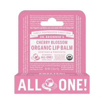 Dr. Bronner's Organic Lip Balm Hang Sell Cherry Blossom 4g x 12 Display - Fresh Bloom Skin - Premium Skincare Solutions for Nourished, Hydrated, and Radiant Skin Every Day