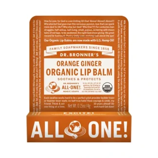 Dr. Bronner's Organic Lip Balm Hang Sell Orange Ginger 4g x 12 Display - Fresh Bloom Skin - Premium Skincare Solutions for Nourished, Hydrated, and Radiant Skin Every Day