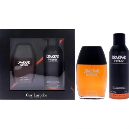 Drakkar Intense by Guy Laroche for Men - 2 Pc Gift Set 3.4oz EDP Spray, 6.7oz Body Spray Deodorant - Fresh Bloom Skin - Premium Skincare Solutions for Nourished, Hydrated, and Radiant Skin Every Day