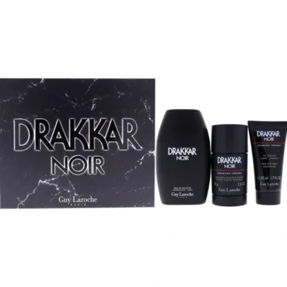 Drakkar Noir by Guy Laroche for Men - 3 Pc Gift Set - 3.4oz EDT Spray, 2.6oz Deodorant Stick, 1.7oz Shower Gel - Fresh Bloom Skin - Premium Skincare Solutions for Nourished, Hydrated, and Radiant Skin Every Day