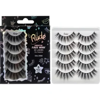 Essential Faux Mink 3D Lashes - Chic by Rude Cosmetics for Women - 5 Pair Eyelashes - Fresh Bloom Skin - Premium Skincare Solutions for Nourished, Hydrated, and Radiant Skin Every Day
