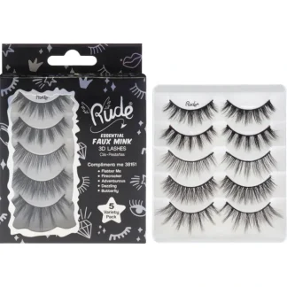 Essential Faux Mink 3D Lashes - Compliment Me by Rude Cosmetics for Women - 5 Pair Eyelashes - Fresh Bloom Skin - Premium Skincare Solutions for Nourished, Hydrated, and Radiant Skin Every Day