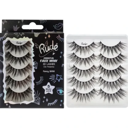 Essential Faux Mink 3D Lashes - Fancy by Rude Cosmetics for Women - 5 Pair Eyelashes - Fresh Bloom Skin - Premium Skincare Solutions for Nourished, Hydrated, and Radiant Skin Every Day