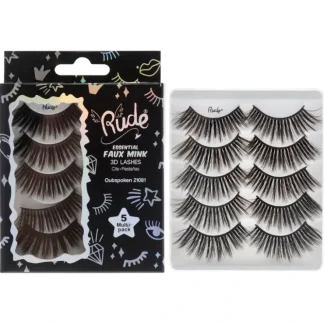 Essential Faux Mink 3D Lashes - Outspoken by Rude Cosmetics for Women - 5 Pair Eyelashes - Fresh Bloom Skin - Premium Skincare Solutions for Nourished, Hydrated, and Radiant Skin Every Day