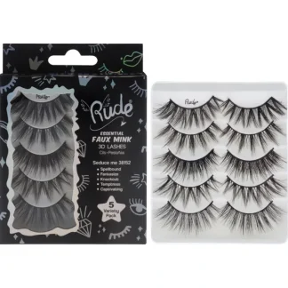 Essential Faux Mink 3D Lashes - Seduce Me by Rude Cosmetics for Women - 5 Pair Eyelashes - Fresh Bloom Skin - Premium Skincare Solutions for Nourished, Hydrated, and Radiant Skin Every Day