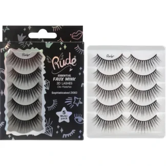 Essential Faux Mink 3D Lashes - Sophisticated by Rude Cosmetics for Women - 5 Pair Eyelashes - Fresh Bloom Skin - Premium Skincare Solutions for Nourished, Hydrated, and Radiant Skin Every Day