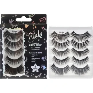 Essential Faux Mink 3D Lashes - Surprise Me by Rude Cosmetics for Women - 5 Pair Eyelashes - Fresh Bloom Skin - Premium Skincare Solutions for Nourished, Hydrated, and Radiant Skin Every Day
