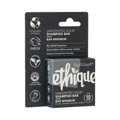Ethique Bar Shampoo Solid Bar Minimum (Gently Cleanses Sensitive Scalps) Unscented 15g - Fresh Bloom Skin - Premium Skincare Solutions for Nourished, Hydrated, and Radiant Skin Every Day