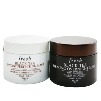 Fresh Black Tea Age-Delay For Night & Day Set: Black Tea Instant Perfecting Mask 100ml + Black Tea Firming Overnight Mask 100ml 2x100ml/3.3oz - Fresh Bloom Skin - Premium Skincare Solutions for Nourished, Hydrated, and Radiant Skin Every Day