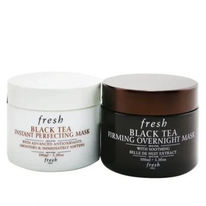 Fresh Black Tea Age-Delay For Night & Day Set: Black Tea Instant Perfecting Mask 100ml + Black Tea Firming Overnight Mask 100ml 2x100ml/3.3oz - Fresh Bloom Skin - Premium Skincare Solutions for Nourished, Hydrated, and Radiant Skin Every Day