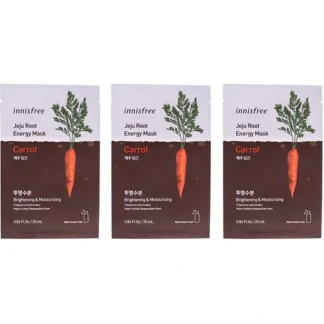 Innisfree Jeju Root Energy Mask - Carrot by Innisfree for Unisex - 0.84 oz Mask - Pack of 3 - Fresh Bloom Skin - Premium Skincare Solutions for Nourished, Hydrated, and Radiant Skin Every Day