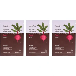 Innisfree Jeju Root Energy Mask - Beet by Innisfree for Unisex - 0.84 oz Mask - Pack of 3 - Fresh Bloom Skin - Premium Skincare Solutions for Nourished, Hydrated, and Radiant Skin Every Day