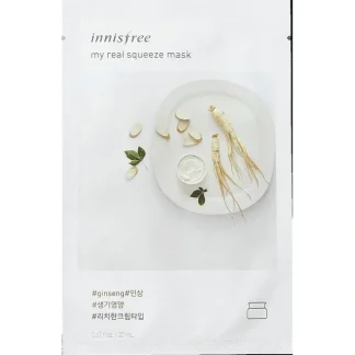 Innisfree My Real Squeeze Mask - Ginseng 20ml - Fresh Bloom Skin - Premium Skincare Solutions for Nourished, Hydrated, and Radiant Skin Every Day
