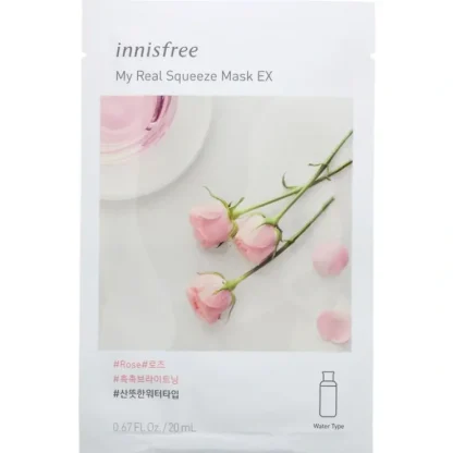 Innisfree My Real Squeeze Mask - Rose 20ml - Fresh Bloom Skin - Premium Skincare Solutions for Nourished, Hydrated, and Radiant Skin Every Day