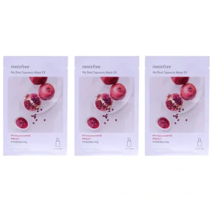 Innisfree My Real Squeeze Mask - Pomegranate by Innisfree for Unisex - 0.67 oz Mask - Pack of 3 - Fresh Bloom Skin - Premium Skincare Solutions for Nourished, Hydrated, and Radiant Skin Every Day