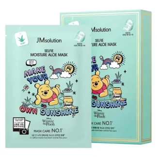 JM Solution Disney SELFIE MOISTURE ALOE MASK (Winnie the Pooh) 10pcs - Fresh Bloom Skin - Premium Skincare Solutions for Nourished, Hydrated, and Radiant Skin Every Day