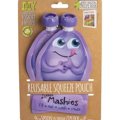 Little Mashies Reusable Squeeze Pouch Purple 2x130ml - Fresh Bloom Skin - Premium Skincare Solutions for Nourished, Hydrated, and Radiant Skin Every Day