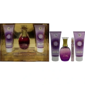 Lor by New Brand for Women - 4 Pc Gift Set 3.3oz EDP Spray, 0.5oz EDP Spray, 4.3oz Shower Gel, 4.3oz Body Lotion - Fresh Bloom Skin - Premium Skincare Solutions for Nourished, Hydrated, and Radiant Skin Every Day