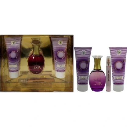 Lor by New Brand for Women - 4 Pc Gift Set 3.3oz EDP Spray, 0.5oz EDP Spray, 4.3oz Shower Gel, 4.3oz Body Lotion - Fresh Bloom Skin - Premium Skincare Solutions for Nourished, Hydrated, and Radiant Skin Every Day