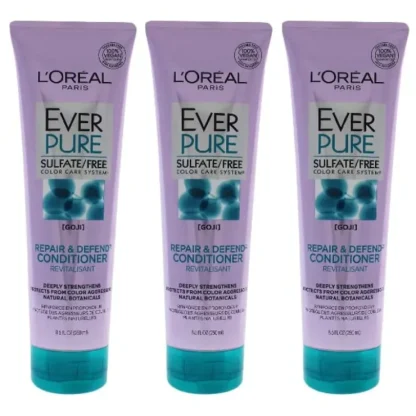 LOreal Paris EverPure Goji Repair Defend Conditioner by LOreal Paris for Unisex - 8.5 oz Conditioner - Pack of 3 - Fresh Bloom Skin - Premium Skincare Solutions for Nourished, Hydrated, and Radiant Skin Every Day