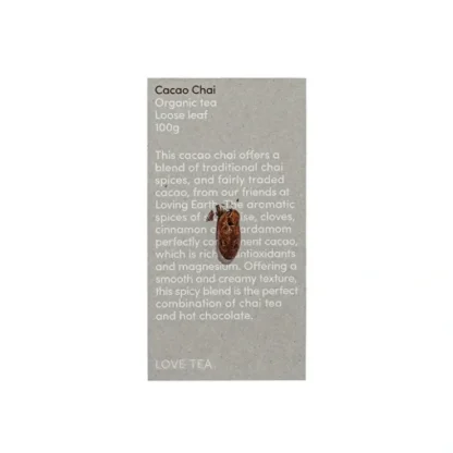 Love Tea Organic Cacao Chai Tea Loose Leaf 100g - Fresh Bloom Skin - Premium Skincare Solutions for Nourished, Hydrated, and Radiant Skin Every Day