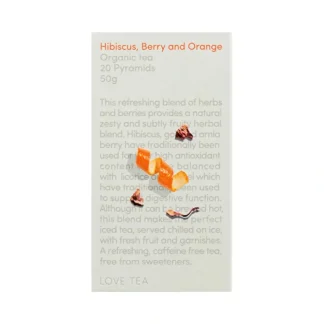 Love Tea Organic Hibiscus, Berry and Orange Tea x 20 Pyramids - Fresh Bloom Skin - Premium Skincare Solutions for Nourished, Hydrated, and Radiant Skin Every Day