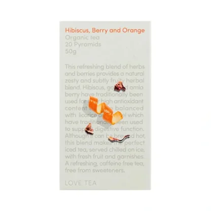 Love Tea Organic Hibiscus, Berry and Orange Tea x 20 Pyramids - Fresh Bloom Skin - Premium Skincare Solutions for Nourished, Hydrated, and Radiant Skin Every Day