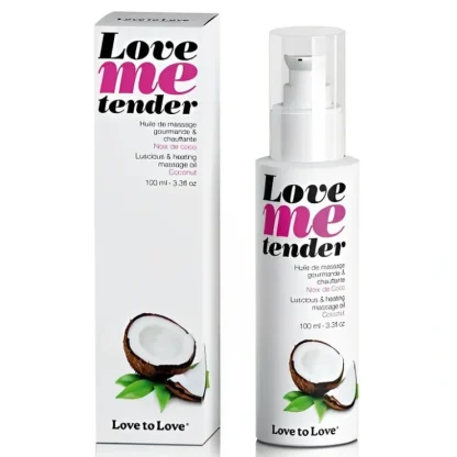 LOVE TO LOVE Love Me Tender Luscious & Heating Massage Oil - Coconut 100ml / 3.3oz - Fresh Bloom Skin - Premium Skincare Solutions for Nourished, Hydrated, and Radiant Skin Every Day