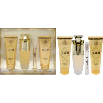 Luxury by New Brand for Women - 4 Pc Gift Set 3.3oz EDP Spray, 4.4oz Shower Gel, 4.4oz Body Lotion, 0.5oz EDP Spray - Fresh Bloom Skin - Premium Skincare Solutions for Nourished, Hydrated, and Radiant Skin Every Day