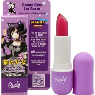 Manga Collection Lip Balm - Grape Kiss by Rude Cosmetics for Women - 0.123 oz Lip Balm - Fresh Bloom Skin - Premium Skincare Solutions for Nourished, Hydrated, and Radiant Skin Every Day