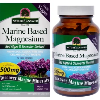 Marine Based Magnesium - 500mg by Natures Answer for Unisex - 90 Count Capsules - Fresh Bloom Skin - Premium Skincare Solutions for Nourished, Hydrated, and Radiant Skin Every Day