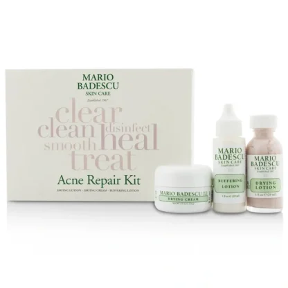 Mario Badescu Acne Repair Kit: Drying Lotion 29ml + Drying Cream 14g + Buffering Lotion 29ml 3pcs - Fresh Bloom Skin - Premium Skincare Solutions for Nourished, Hydrated, and Radiant Skin Every Day